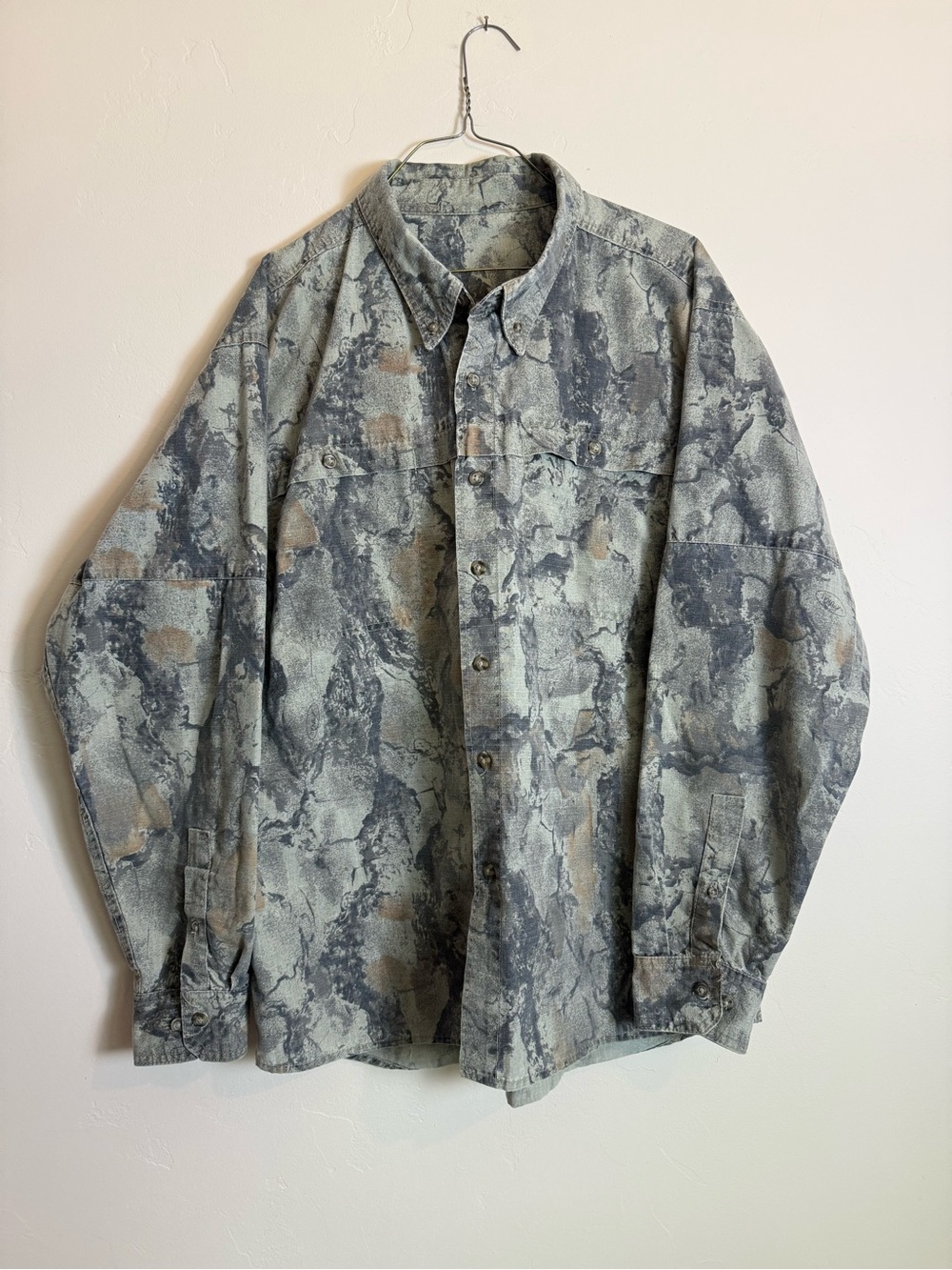 Men's Natural Gear Camo Button-Up Ripstop Hunting shirt in Stone Gray Camouflage